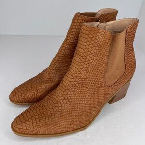 The Limited Womens Kiki Tan Snake Skin Print Ankle Boots Size 9.5M Block Heels